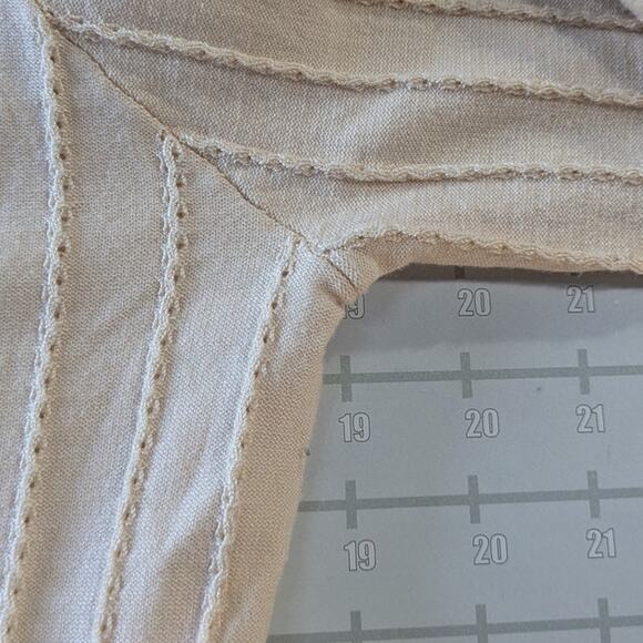 Vintage Calligraphie Cardigan Sweater Womens M Tan Button Down Holiday - Picture 6 of 8